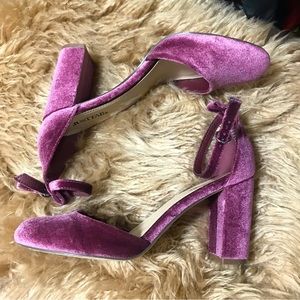 Purple velvet heels